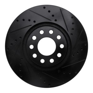 Volkswagen Passat Brake Rotor (1) - Front Right - R1 Concepts - Drilled & Slotted - Black - `02-`05